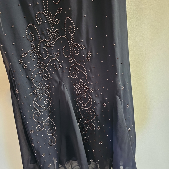 R & M Richards Navy Beaded Cocktail Slip Maxi Dress Fairy Whimsigoth Size 20 Y2K - Picture 7 of 7